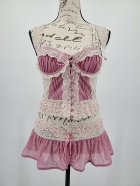 Anthropologie's LyreBird Dusty Rose Coquette Bustier Set Size